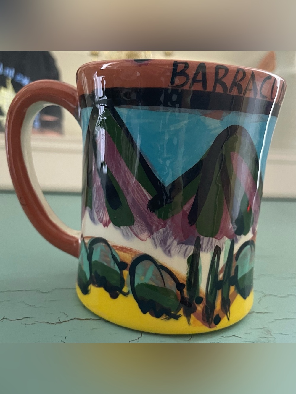 Hand-Painted Colorful Mountain Art Mug - Multicolor